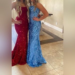 Baby blue prom dress. Brand is B. smart Tie up back. Only worn once.